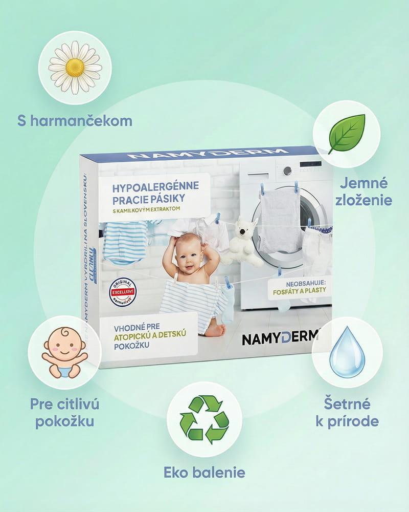 Hypoalergénne pracie pásiky bez fosfátov
